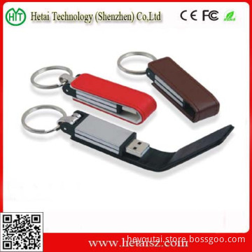 Promotional 4GB Leather Flash Drive USB with CE, FCC, RoHS Certificate
